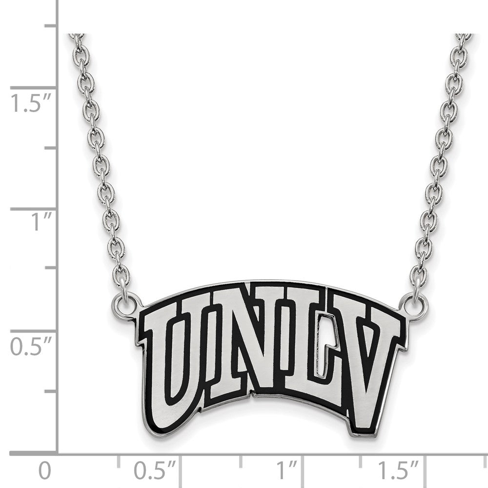 Sterling Silver Rhodium Plated Logoart University Of Nevada Las Vegas U N L V Large Enameled Pendant 18 Inch Necklace
