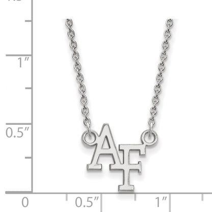 Sterling Silver Rhodium Plated Logoart United States Air Force Academy A F Small Pendant 18 Inch Necklace