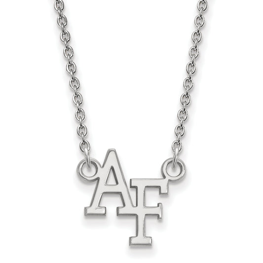 Sterling Silver Rhodium Plated Logoart United States Air Force Academy A F Small Pendant 18 Inch Necklace