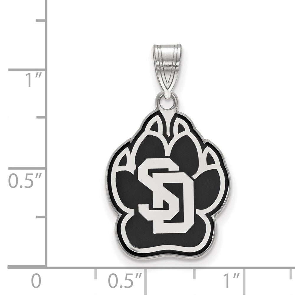 Sterling Silver Rhodium Plated Logoart University Of South Dakota Large Enameled Pendant