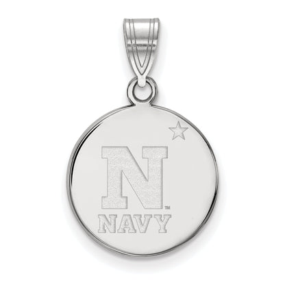 Sterling Silver Rhodium Plated Logoart Us Naval Academy Medium Disc Pendant