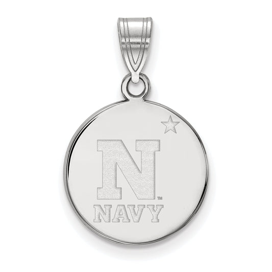 Sterling Silver Rhodium Plated Logoart Us Naval Academy Medium Disc Pendant