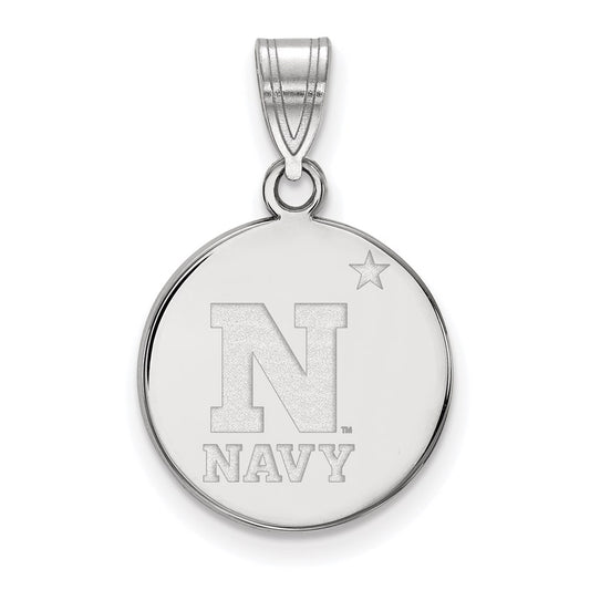 14K White Gold Logoart Us Naval Academy Medium Disc Pendant