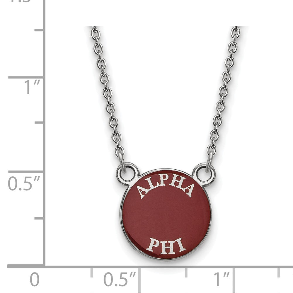 Sterling Silver Rhodium Plated Logoart Alpha Phi Sorority Text Small Color Enamel Pendant 18 Inch Necklace