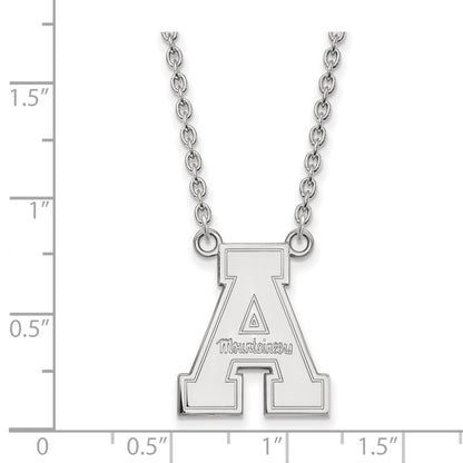 10K White Gold Logoart Appalachian State University Large Pendant 18 Inch Necklace