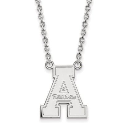 14K White Gold Logoart Appalachian State University Large Pendant 18 Inch Necklace