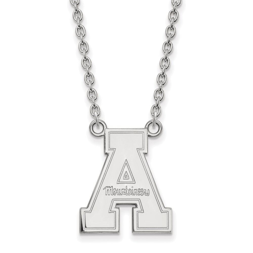 10K White Gold Logoart Appalachian State University Large Pendant 18 Inch Necklace