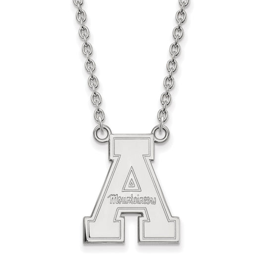 10K White Gold Logoart Appalachian State University Large Pendant 18 Inch Necklace