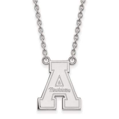 Sterling Silver Rhodium Plated Logoart Appalachian State University Large Pendant 18 Inch Necklace