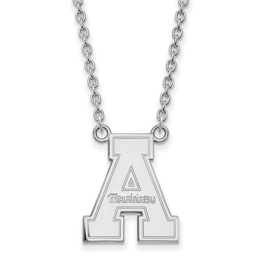 Sterling Silver Rhodium Plated Logoart Appalachian State University Large Pendant 18 Inch Necklace
