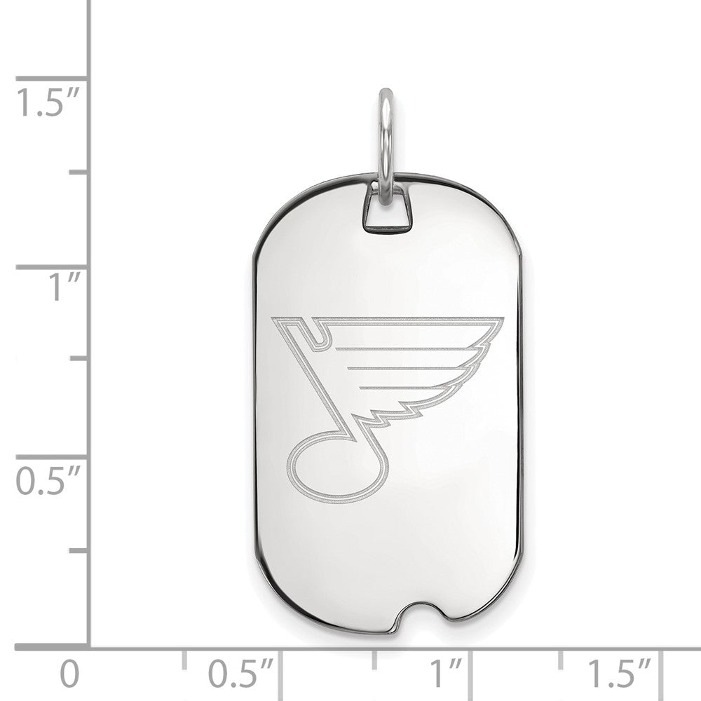 Sterling Silver Rhodium Plated Nhl Logoart St. Louis Blues Small Dog Tag Pendant
