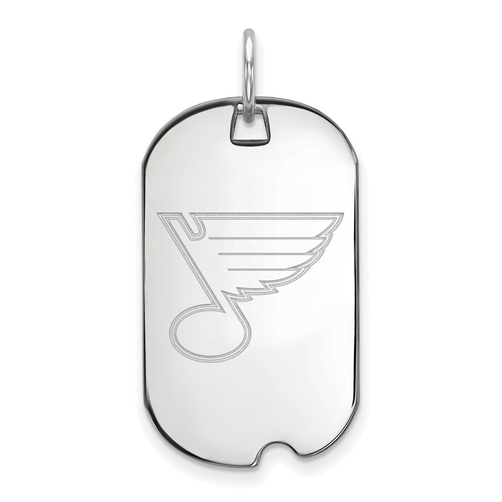 Sterling Silver Rhodium Plated Nhl Logoart St. Louis Blues Small Dog Tag Pendant