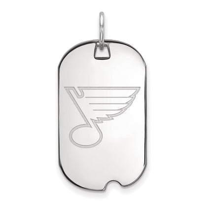 Sterling Silver Rhodium Plated Nhl Logoart St. Louis Blues Small Dog Tag Pendant