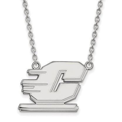 Sterling Silver Rhodium Plated Logoart Central Michigan University Letter C Large Pendant 18 Inch Necklace