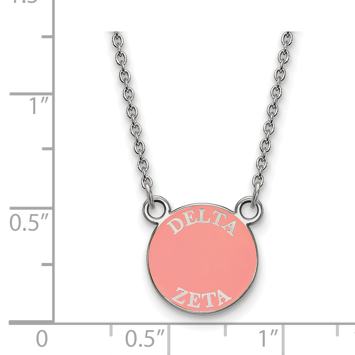 Sterling Silver Rhodium Plated Logoart Delta Zeta Sorority Text Small Color Enamel Pendant 18 Inch Necklace