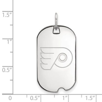 Sterling Silver Rhodium Plated Nhl Logoart Philadelphia Flyers Small Dog Tag Pendant