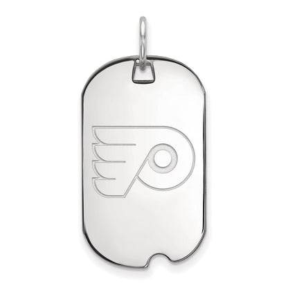 Sterling Silver Rhodium Plated Nhl Logoart Philadelphia Flyers Small Dog Tag Pendant