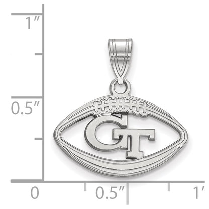 Sterling Silver Rhodium Plated Logoart Georgia Institute Of Technology G T Football Pendant
