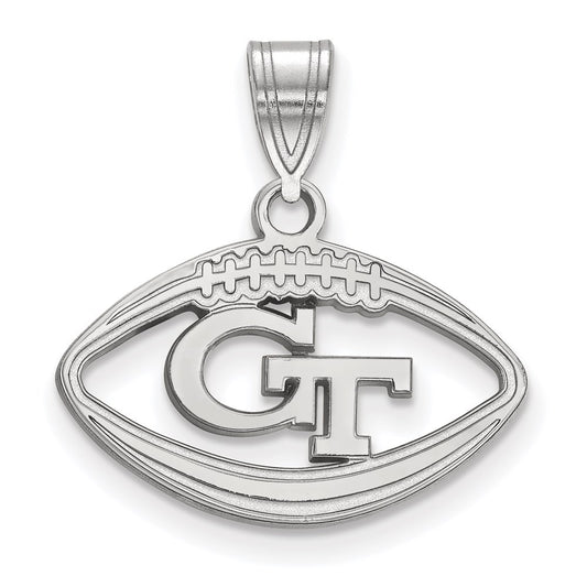 Sterling Silver Rhodium Plated Logoart Georgia Institute Of Technology G T Football Pendant