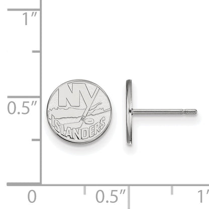 Sterling Silver Rhodium Plated Nhl Logoart New York Islanders Extra Small Post Earrings