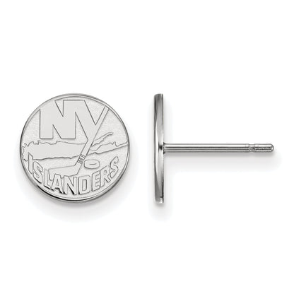 Sterling Silver Rhodium Plated Nhl Logoart New York Islanders Extra Small Post Earrings