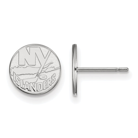 Sterling Silver Rhodium Plated Nhl Logoart New York Islanders Extra Small Post Earrings