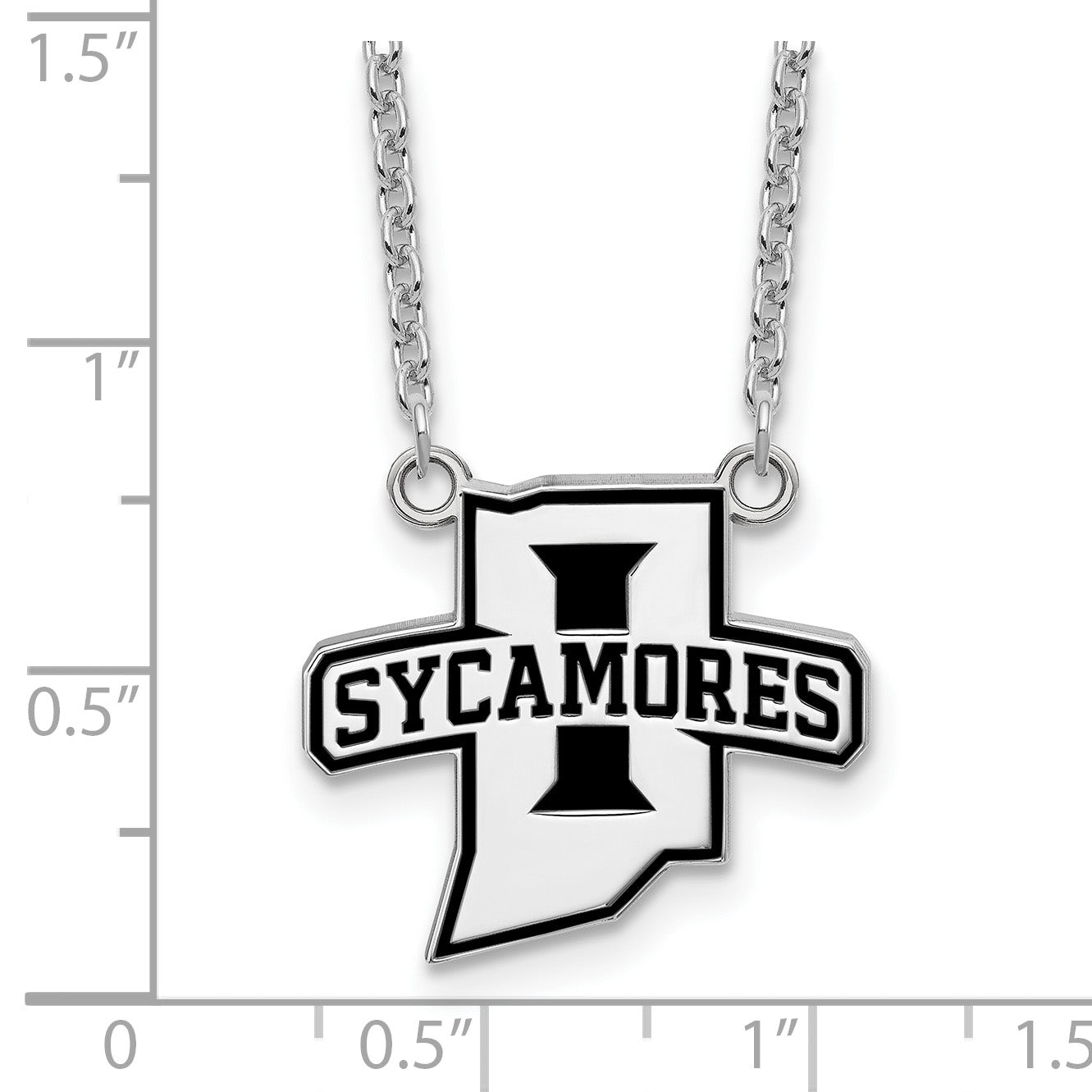 Sterling Silver Rhodium Plated Logoart Indiana State University Sycamores Large Enameled Pendant 18 Inch Necklace