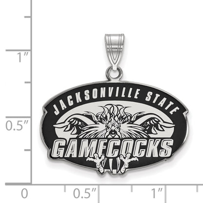 Sterling Silver Rhodium Plated Logoart Jacksonville State University Large Enameled Pendant