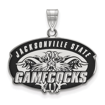 Sterling Silver Rhodium Plated Logoart Jacksonville State University Large Enameled Pendant