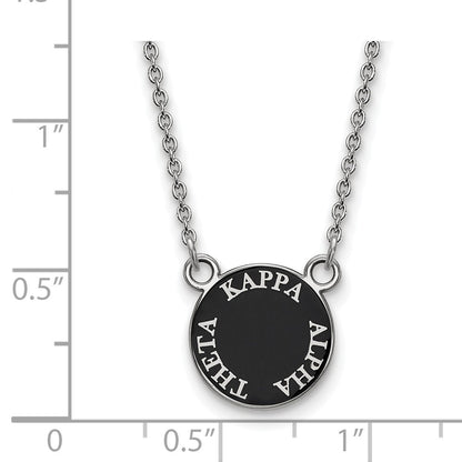 Sterling Silver Rhodium Plated Logoart Kappa Alpha Theta Sorority Text Small Color Enamel Pendant 18 Inch Necklace