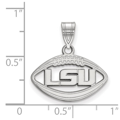 Sterling Silver Rhodium Plated Logoart Louisiana State University L S U Football Pendant