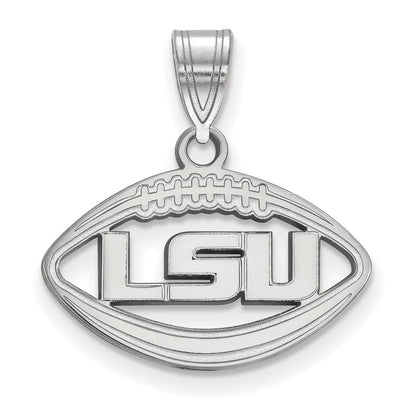 Sterling Silver Rhodium Plated Logoart Louisiana State University L S U Football Pendant