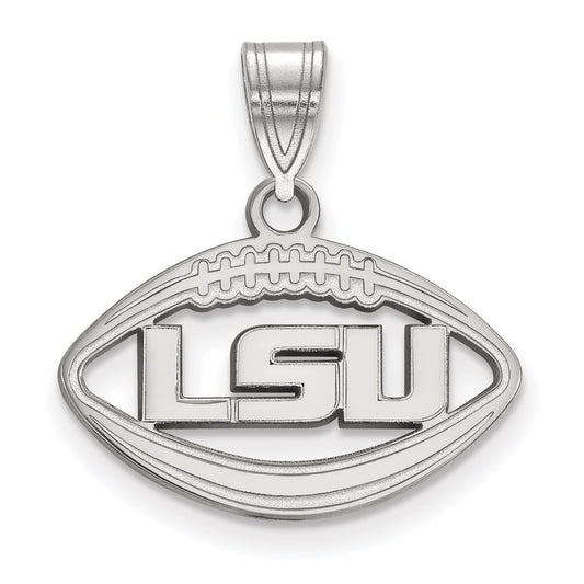 Sterling Silver Rhodium Plated Logoart Louisiana State University L S U Football Pendant