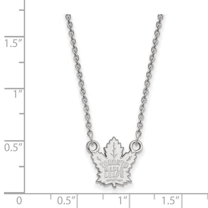 Sterling Silver Rhodium Plated Nhl Logoart Toronto Maple Leafs Small Pendant 18 Inch Necklace