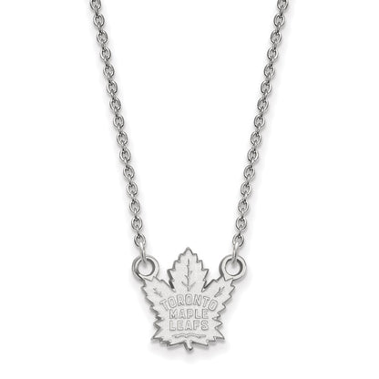 Sterling Silver Rhodium Plated Nhl Logoart Toronto Maple Leafs Small Pendant 18 Inch Necklace