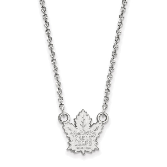 Sterling Silver Rhodium Plated Nhl Logoart Toronto Maple Leafs Small Pendant 18 Inch Necklace