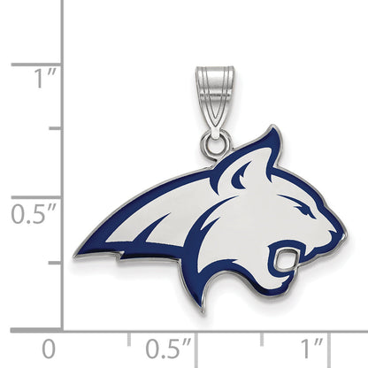 Sterling Silver Rhodium Plated Logoart Montana State University Bobcat Large Enameled Pendant