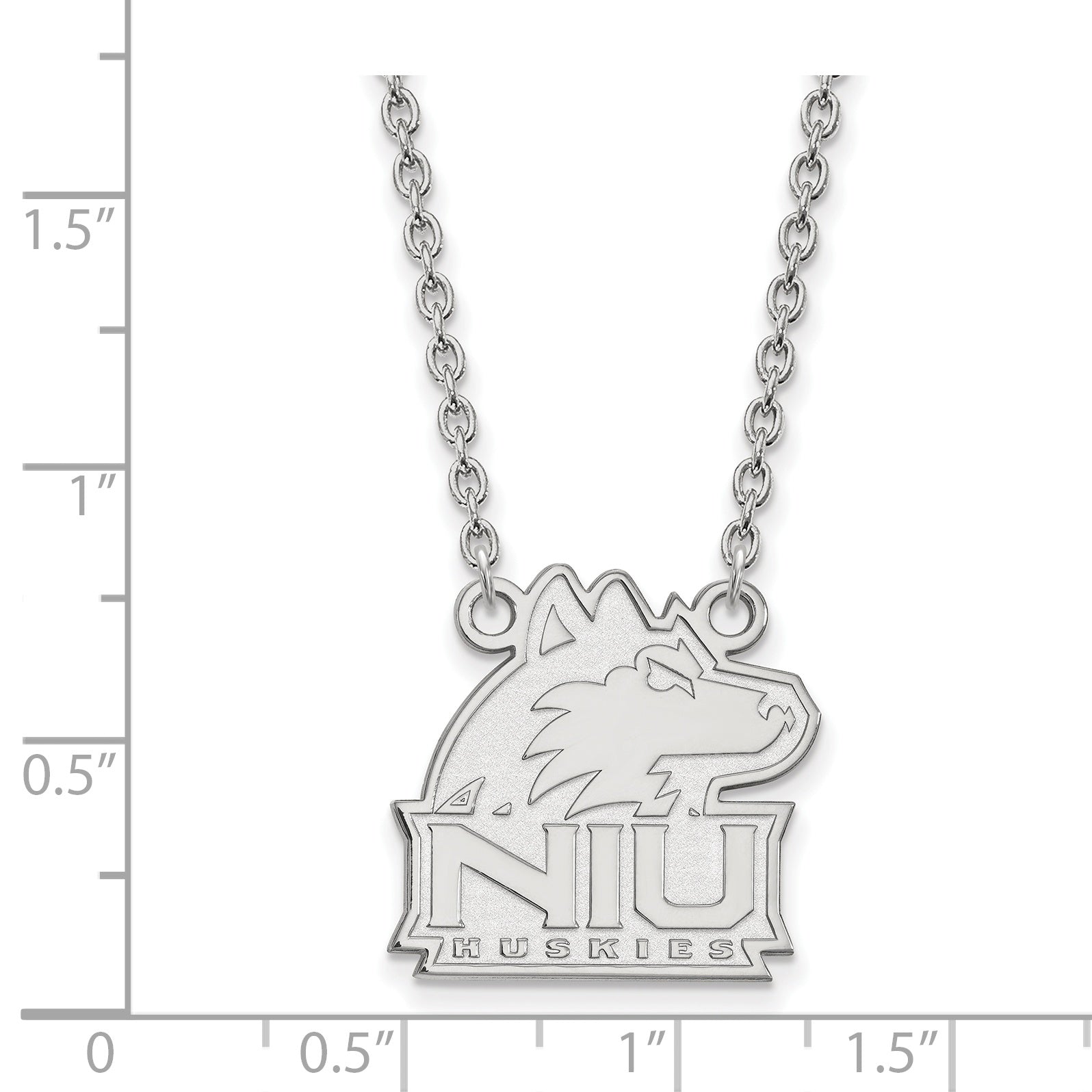 Sterling Silver Rhodium Plated Logoart Northern Illinois University N I U Huskies Medium Pendant 18 Inch Necklace