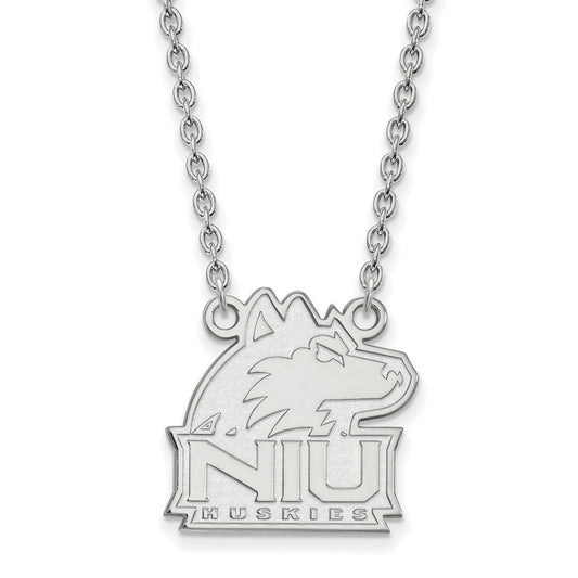10K White Gold Logoart Northern Illinois University N I U Huskies Medium Pendant 18 Inch Necklace