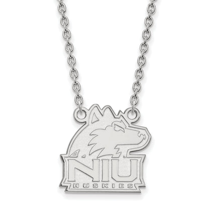 Sterling Silver Rhodium Plated Logoart Northern Illinois University N I U Huskies Medium Pendant 18 Inch Necklace