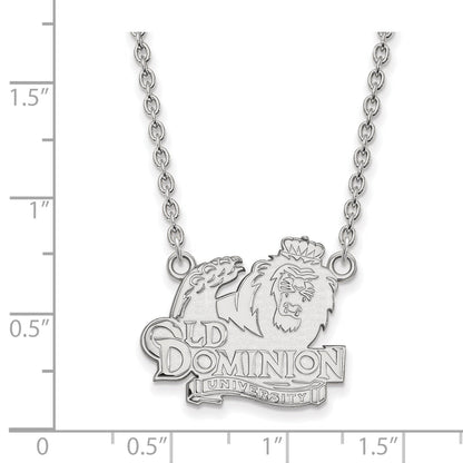 Sterling Silver Rhodium Plated Logoart Old Dominion University Large Pendant 18 Inch Necklace