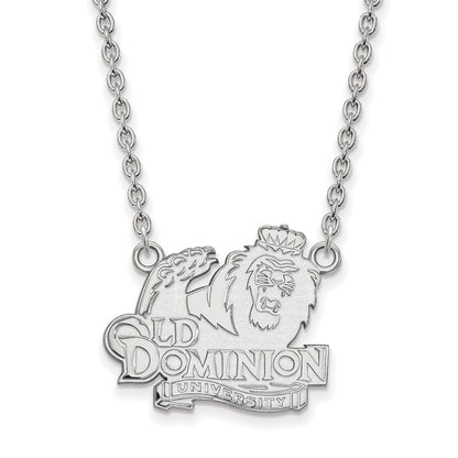 10K White Gold Logoart Old Dominion University Large Pendant 18 Inch Necklace
