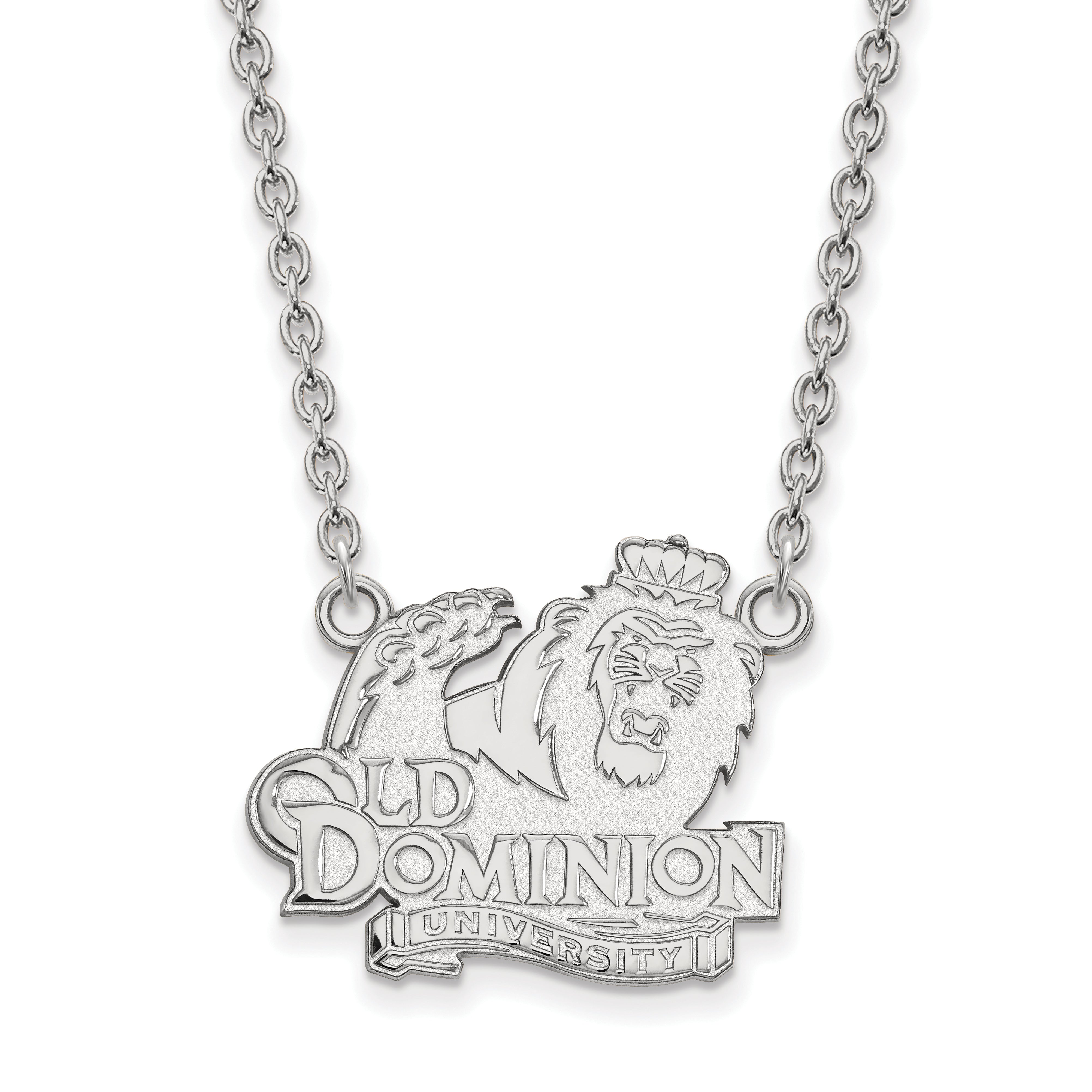 Sterling Silver Rhodium Plated Logoart Old Dominion University Large Pendant 18 Inch Necklace