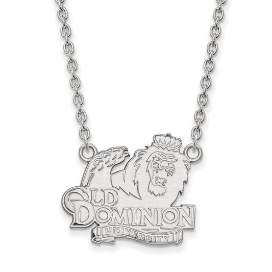 Sterling Silver Rhodium Plated Logoart Old Dominion University Large Pendant 18 Inch Necklace