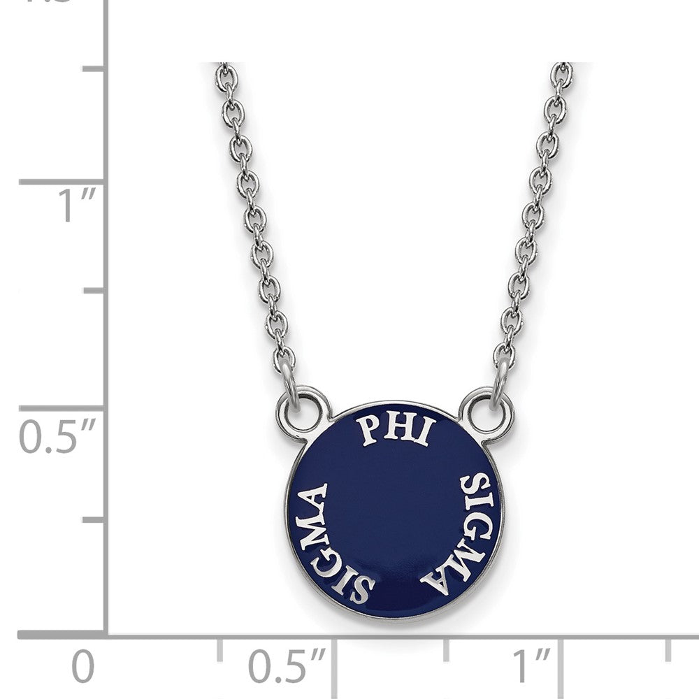 Sterling Silver Rhodium Plated Logoart Phi Sigma Sorority Text Small Color Enamel Pendant 18 Inch Necklace