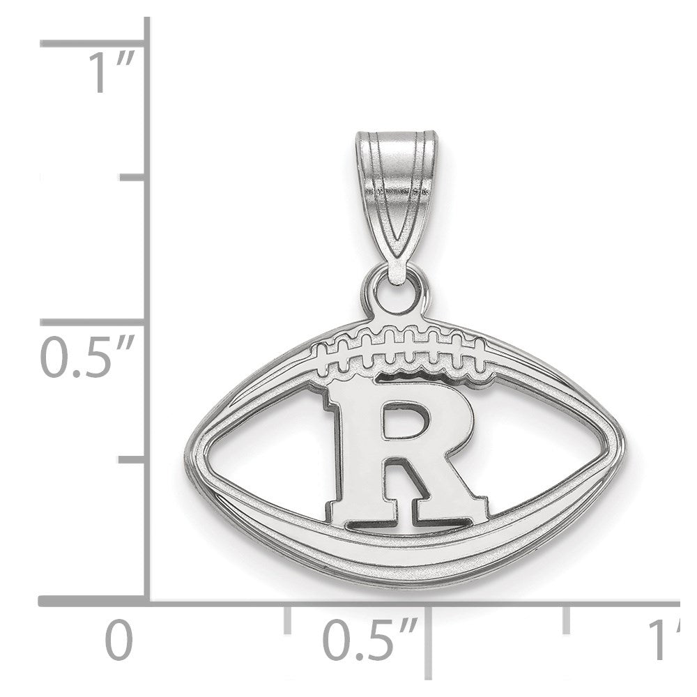 Sterling Silver Rhodium Plated Logoart Rutgers University Letter R Football Pendant