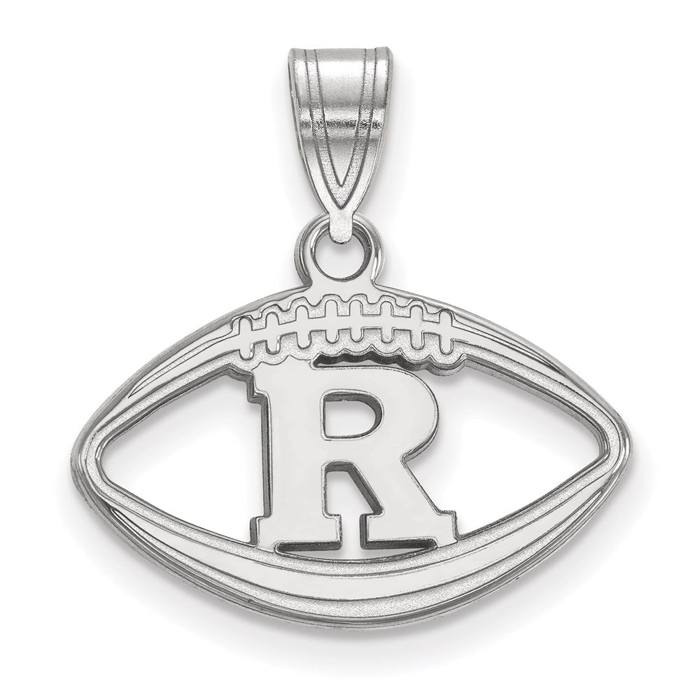 Sterling Silver Rhodium Plated Logoart Rutgers University Letter R Football Pendant