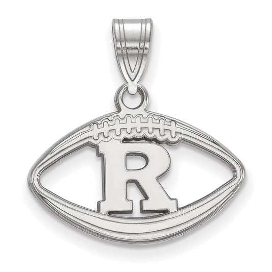 Sterling Silver Rhodium Plated Logoart Rutgers University Letter R Football Pendant