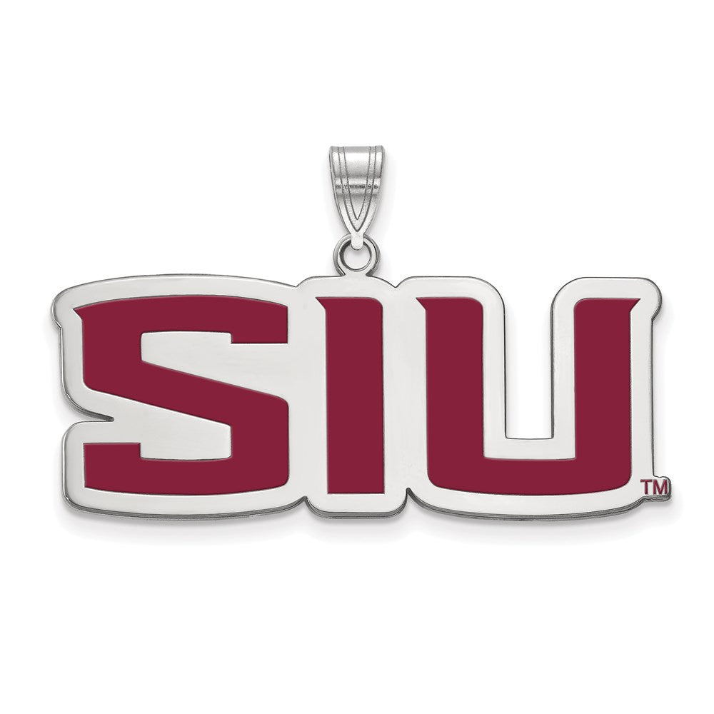 Sterling Silver Rhodium Plated Logoart Southern Illinois University S I U Large Enameled Pendant