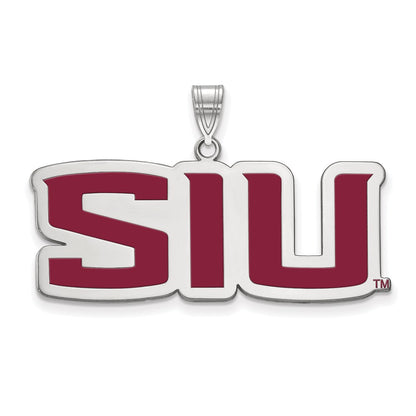 Sterling Silver Rhodium Plated Logoart Southern Illinois University S I U Large Enameled Pendant